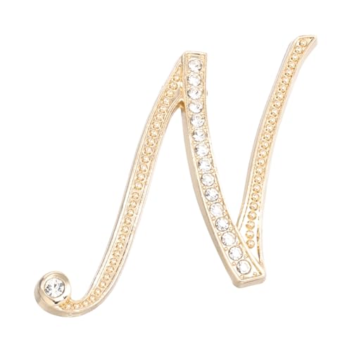PATIKIL Brief Brosche Pins, Buchstaben N Strass Perle Broschen Set Metall Kristall Alphabet A-Z Reversnadel für Damen Schmuck Geschenk Anzug Kleidung Hut Kleid Mantel Handwerk, Goldton von PATIKIL