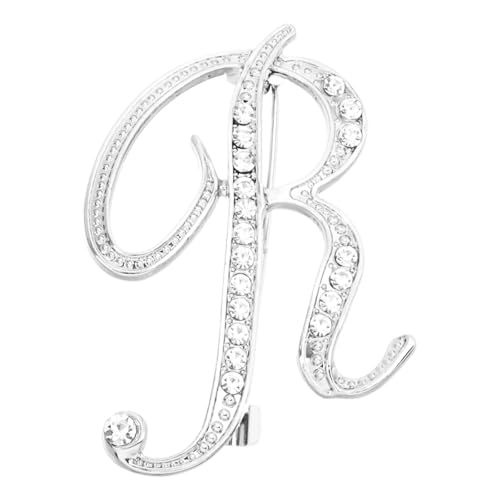 PATIKIL Brief Brosche Pins, Buchstaben R Strass Perle Broschen Set Metall Kristall Alphabet A-Z Reversnadel für Damen Schmuck Geschenk Anzug Kleidung Hut Kleid Mantel Handwerk, Silberton von PATIKIL