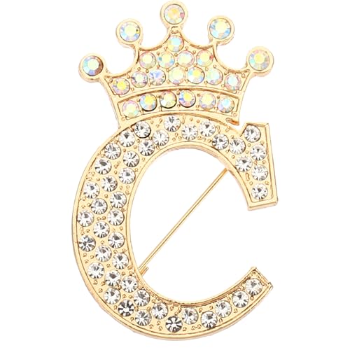 PATIKIL Brief Brosche Pins, Initial Strass Alphabet C Brief Reversnadeln für Damenanzüge Kleider Mantel Kleidung Handwerk, Goldton von PATIKIL