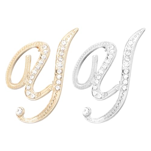 PATIKIL Brief Brosche Pins, 2 Stück Buchstaben Y Strass Perle Broschen Set Metall Kristall Alphabet A-Z Reversnadel für Damen Schmuck Geschenk Anzug Kleidung Hut Kleid, Gold Silber von PATIKIL