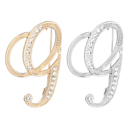 PATIKIL Brief Brosche Pins, 2 Stück Buchstaben G Strass Perle Broschen Set Metall Kristall Alphabet A-Z Reversnadel für Damen Schmuck Geschenk Anzug Kleidung Hut Kleid, Gold Silber von PATIKIL