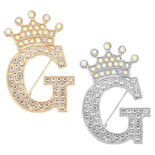 PATIKIL Brief Broschen Pins, 2 Stück Initial Strass Alphabet G Brief Reversnadeln für Damen Kleider Mantel Handwerk, Gold/Silber Ton PATIKIL Brief Broschen Pins, 2 Stück Initial Strass Alphabet G Brief Reversnadeln für Damen Kleider Mantel Handwerk, Gold/Silber Ton von PATIKIL
