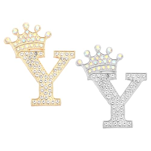 PATIKIL Brief Broschen Pins, 2 Stück Initial Strass Alphabet Y Brief Reversnadeln für Damen Kleider Mantel Handwerk, Gold/Silber Ton von PATIKIL