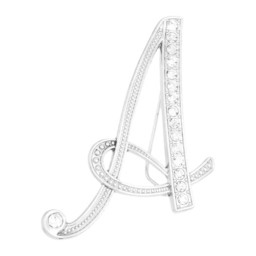 PATIKIL Brief Brosche Pins, Buchstaben A Strass Perle Broschen Set Metall Kristall Alphabet A-Z Reversnadel für Damen Schmuck Geschenk Anzug Kleidung Hut Kleid Mantel Handwerk, Silberton von PATIKIL