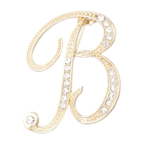 PATIKIL Brief Brosche Pins, Buchstaben B Strass Perle Broschen Set Metall Kristall Alphabet A-Z Reversnadel für Damen Schmuck Geschenk Anzug Kleidung Hut Kleid Mantel Handwerk, Goldton von PATIKIL