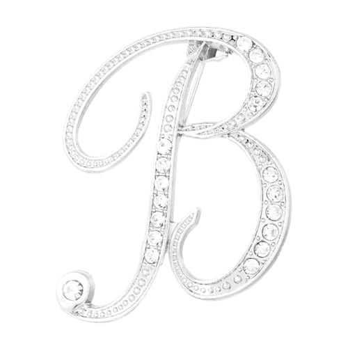 PATIKIL Brief Brosche Pins, Buchstaben B Strass Perle Broschen Set Metall Kristall Alphabet A-Z Reversnadel für Damen Schmuck Geschenk Anzug Kleidung Hut Kleid Mantel Handwerk, Silberton von PATIKIL