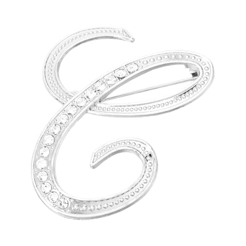 PATIKIL Brief Brosche Pins, Buchstaben C Strass Perle Broschen Set Metall Kristall Alphabet A-Z Reversnadel für Damen Schmuck Geschenk Anzug Kleidung Hut Kleid Mantel Handwerk, Silberton von PATIKIL