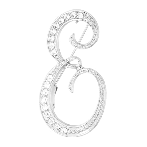 PATIKIL Brief Brosche Pins, Buchstaben E Strass Perle Broschen Set Metall Kristall Alphabet A-Z Reversnadel für Damen Schmuck Geschenk Anzug Kleidung Hut Kleid Mantel Handwerk, Silberton von PATIKIL