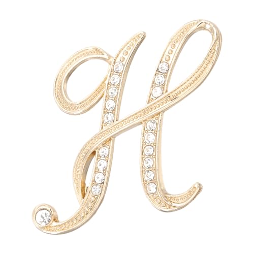 PATIKIL Brief Brosche Pins, Buchstaben H Strass Perle Broschen Set Metall Kristall Alphabet A-Z Reversnadel für Damen Schmuck Geschenk Anzug Kleidung Hut Kleid Mantel Handwerk, Goldton von PATIKIL