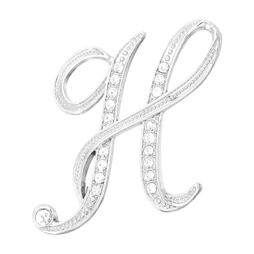 PATIKIL Brief Brosche Pins, Buchstaben H Strass Perle Broschen Set Metall Kristall Alphabet A-Z Reversnadel für Damen Schmuck Geschenk Anzug Kleidung Hut Kleid Mantel Handwerk, Silberton von PATIKIL