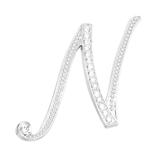 PATIKIL Brief Brosche Pins, Buchstaben N Strass Perle Broschen Set Metall Kristall Alphabet A-Z Reversnadel für Damen Schmuck Geschenk Anzug Kleidung Hut Kleid Mantel Handwerk, Silberton von PATIKIL