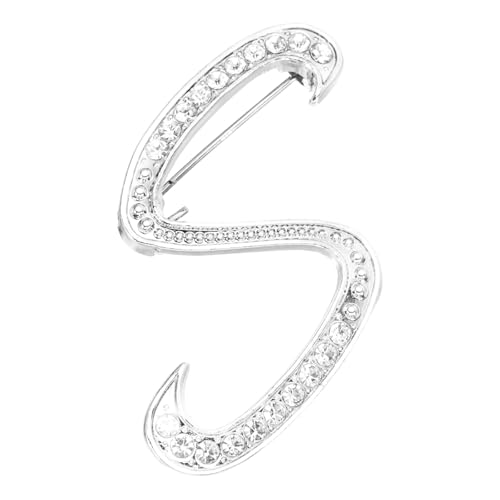 PATIKIL Brief Brosche Pins, Buchstaben S Strass Perle Broschen Set Metall Kristall Alphabet A-Z Reversnadel für Damen Schmuck Geschenk Anzug Kleidung Hut Kleid Mantel Handwerk, Silberton von PATIKIL