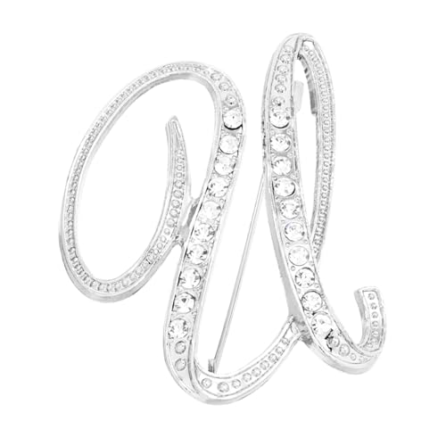 PATIKIL Brief Brosche Pins, Buchstaben U Strass Perle Broschen Set Metall Kristall Alphabet A-Z Reversnadel für Damen Schmuck Geschenk Anzug Kleidung Hut Kleid Mantel Handwerk, Silberton von PATIKIL