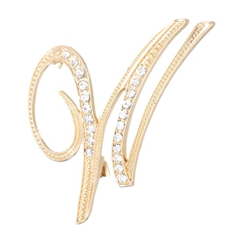 PATIKIL Brief Brosche Pins, Buchstaben W Strass Perle Broschen Set Metall Kristall Alphabet A-Z Reversnadel für Damen Schmuck Geschenk Anzug Kleidung Hut Kleid Mantel Handwerk, Goldton von PATIKIL