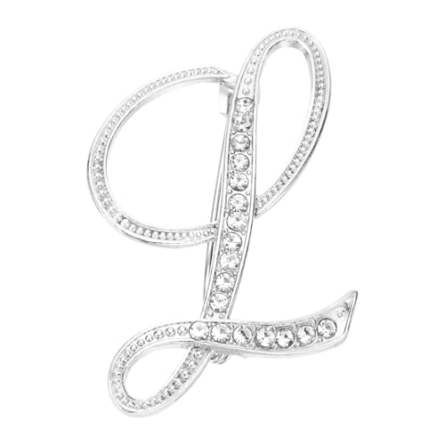PATIKIL Brief Brosche Pins, Buchstaben l Strass Perle Broschen Set Metall Kristall Alphabet A-Z Reversnadel für Damen Schmuck Geschenk Anzug Kleidung Hut Kleid Mantel Handwerk, Silberton von PATIKIL