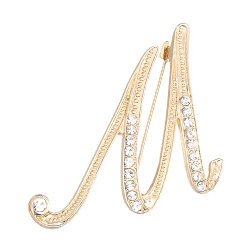 PATIKIL Brief Brosche Pins, Buchstaben M Strass Perle Broschen Set Metall Kristall Alphabet A-Z Reversnadel für Damen Schmuck Geschenk Anzug Kleidung Hut Kleid Mantel Handwerk, Goldton von PATIKIL