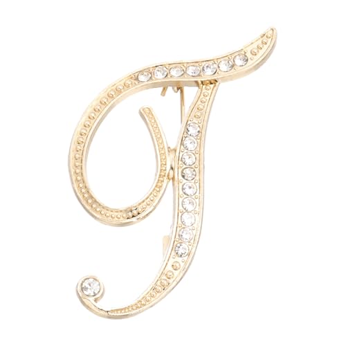PATIKIL Brief Brosche Pins, Buchstaben T Strass Perle Broschen Set Metall Kristall Alphabet A-Z Reversnadel für Damen Schmuck Geschenk Anzug Kleidung Hut Kleid Mantel Handwerk, Goldton von PATIKIL