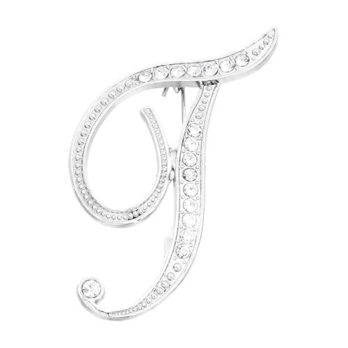 PATIKIL Brief Brosche Pins, Buchstaben T Strass Perle Broschen Set Metall Kristall Alphabet A-Z Reversnadel für Damen Schmuck Geschenk Anzug Kleidung Hut Kleid Mantel Handwerk, Silberton von PATIKIL
