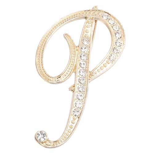 PATIKIL Brief Brosche Pins, Buchstaben P Strass Perle Broschen Set Metall Kristall Alphabet A-Z Reversnadel für Damen Schmuck Geschenk Anzug Kleidung Hut Kleid Mantel Handwerk, Goldton von PATIKIL
