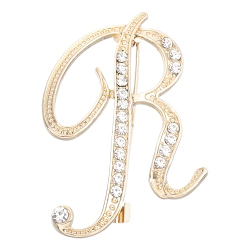 PATIKIL Brief Brosche Pins, Buchstaben R Strass Perle Broschen Set Metall Kristall Alphabet A-Z Reversnadel für Damen Schmuck Geschenk Anzug Kleidung Hut Kleid Mantel Handwerk, Goldton von PATIKIL
