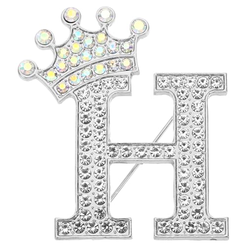 PATIKIL Brief Broschen Pins, Initial Strass Alphabet H Brief Reversnadeln für Damenanzüge Kleidermantel Kleidung Handwerk, Silberton von PATIKIL
