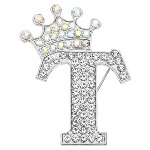 PATIKIL Brief Broschen Pins, Initial Strass Alphabet T Brief Reversnadeln für Damenanzüge Kleidermantel Kleidung Handwerk, Silberton von PATIKIL