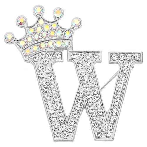 PATIKIL Brief Broschen Pins, Initial Strass Alphabet W Brief Reversnadeln für Damen Kleidermantel Handwerk, Silberton von PATIKIL