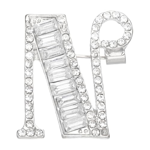 PATIKIL Buchstaben Anstecknadel Initial N Strass Brosche Metall Kristall Alphabet A-Z Anstecker Reversnadel Für Damen Schmuck Geschenk Anzug Kleidung Hut Kleid Silberfarben von PATIKIL