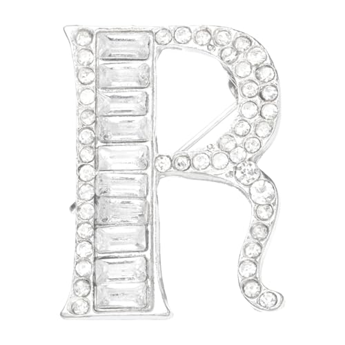 PATIKIL Buchstaben Anstecknadel Initialbuchstabe R Strass Broschen Metall Kristall Alphabet A-Z Brustnadel Reversnadel Für Damen Schmuck Geschenk Anzug Kleidung Hut Kleid Silberfarben von PATIKIL
