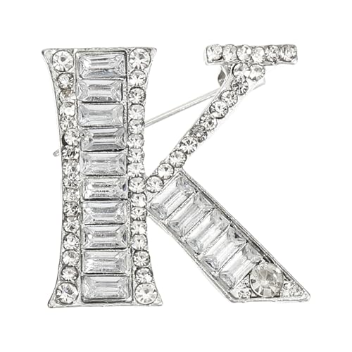 PATIKIL Buchstaben Anstecknadeln, Buchstabe K Initiale Strass Anstecknadel Metall Anstecker Für Damen Herren Brosche Geschenke Schmuck, Silber von PATIKIL