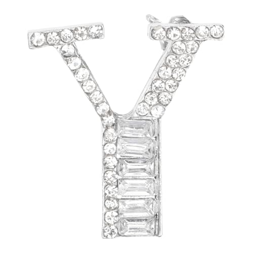 PATIKIL Buchstaben Broschen Anfangsbuchstabe Y Strass Broschen Metall Kristall Alphabet A-Z Brustnadel Reversnadel Für Damen Schmuck Geschenk Anzug Kleidung Hut Kleid Silberfarben von PATIKIL