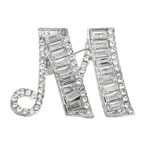 PATIKIL Buchstaben Broschen Anstecker Buchstabe M Initiale Strass Brosche Metall Broschen Anstecker Für Damen Herren Brustnadel Geschenke Schmuck Silber von PATIKIL