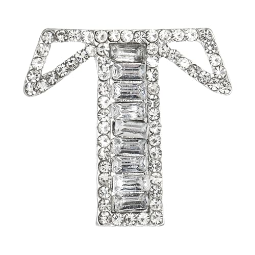 PATIKIL Buchstaben Broschen Anstecknadeln, Buchstabe T Initiale Strass Brosche Metall Broschen Anstecknadeln Für Frauen Männer Brustnadel Geschenke Schmuck, Silber von PATIKIL
