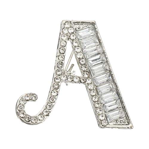 PATIKIL Buchstaben Broschen Anstecknadeln Buchstabe A Initialen Strasssteine Brosche Metall Broschen Für Frauen Männer Anstecknadel Geschenke Schmuck Silber von PATIKIL