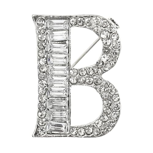 PATIKIL Buchstaben Broschen Anstecknadeln Buchstabe B Initiale Strasssteine Brosche Metall Broschen Für Damen Herren Anstecknadel Geschenke Schmuck Silber von PATIKIL