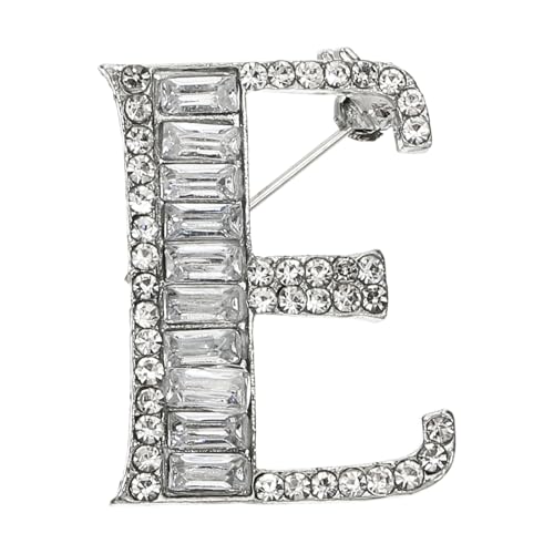 PATIKIL Buchstaben Broschen Anstecknadeln Buchstabe E Initiale Strass Brosche Metall Broschen Anstecknadeln Für Frauen Männer Anstecknadel Geschenke Schmuck Silber von PATIKIL