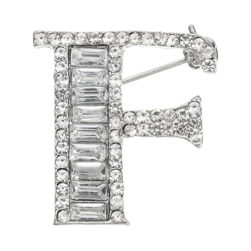 PATIKIL Buchstaben Broschen Anstecknadeln Buchstabe F Initiale Strasssteine Brosche Metall Broschen Anstecknadeln Für Frauen Männer Anstecknadel Geschenke Schmuck Silber von PATIKIL