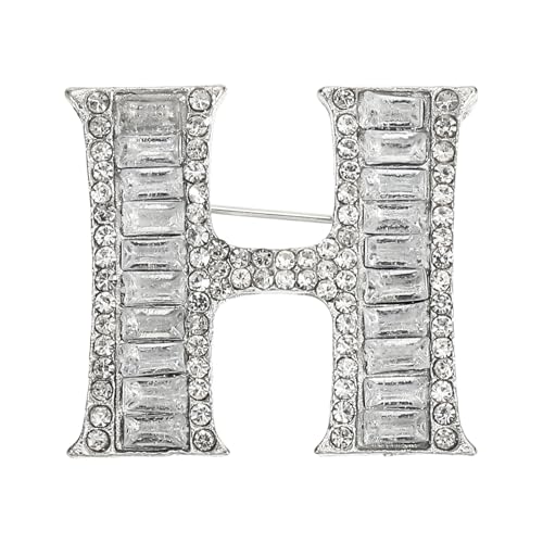 PATIKIL Buchstaben Broschen Anstecknadeln Buchstabe H Initiale Strass Brosche Metall Broschen Für Frauen Männer Brustnadel Geschenke Schmuck Silber von PATIKIL