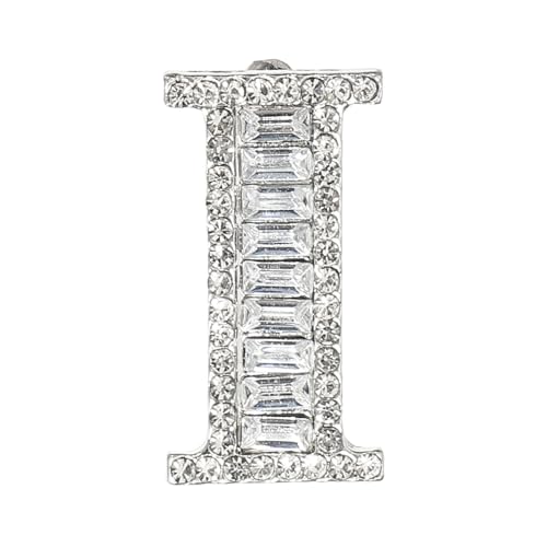 PATIKIL Buchstaben Broschen Anstecknadeln Buchstabe I Initiale Strass Brosche Metall Broschen Für Damen Herren Anstecknadel Geschenke Schmuck Silber von PATIKIL