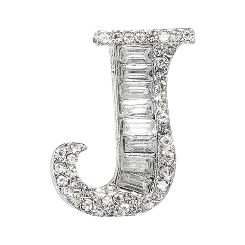 PATIKIL Buchstaben Broschen Anstecknadeln Buchstabe J Strass Broschen Metall Broschen Für Damen Herren Anstecknadeln Geschenke Schmuck Silber von PATIKIL