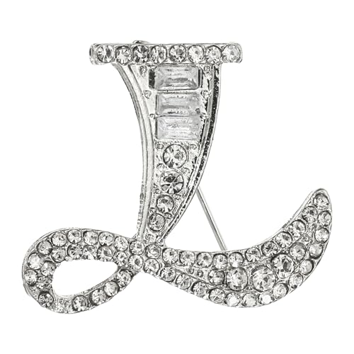 PATIKIL Buchstaben Broschen Anstecknadeln Buchstabe L Initiale Strass Brosche Metall Broschen Für Damen Herren Anstecknadel Geschenke Schmuck Silber von PATIKIL