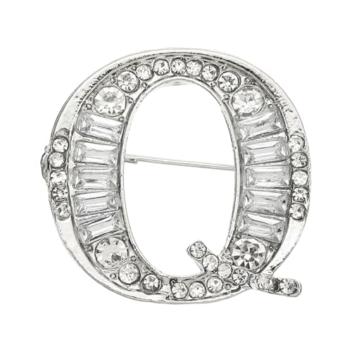 PATIKIL Buchstaben Broschen Anstecknadeln Buchstabe Q Initiale Strassbroschen Metall Broschen Für Damen Herren Anstecknadel Geschenke Schmuck Silber von PATIKIL
