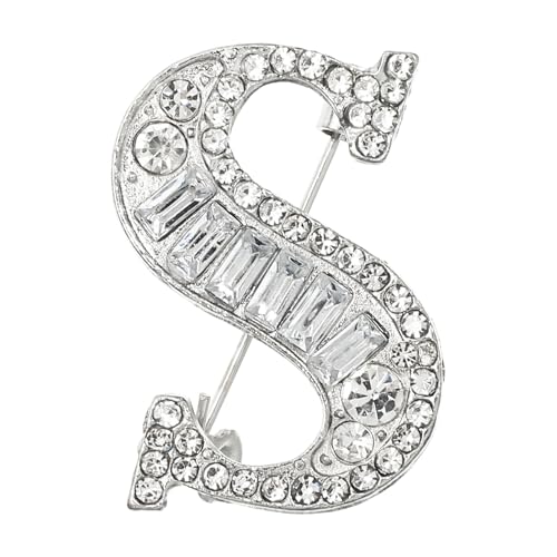 PATIKIL Buchstaben Broschen Anstecknadeln Buchstabe S Initiale Strass Brosche Metall Broschen Für Frauen Männer Anstecknadeln Geschenke Schmuck Silber von PATIKIL