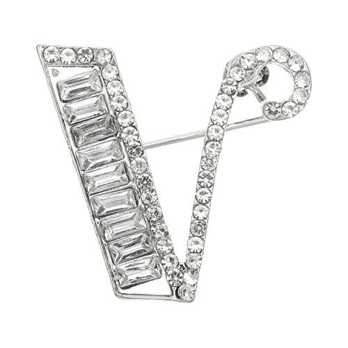 PATIKIL Buchstaben Broschen Anstecknadeln Buchstabe V Initiale Strass Brosche Metall Broschen Anstecknadeln Für Frauen Männer Brustnadel Geschenke Schmuck Silber von PATIKIL