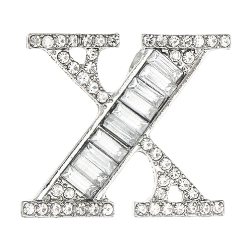 PATIKIL Buchstaben Broschen Anstecknadeln Buchstabe X Initiale Strass Brosche Metall Broschen Nadeln Für Frauen Männer Anstecknadel Geschenke Schmuck Silber von PATIKIL