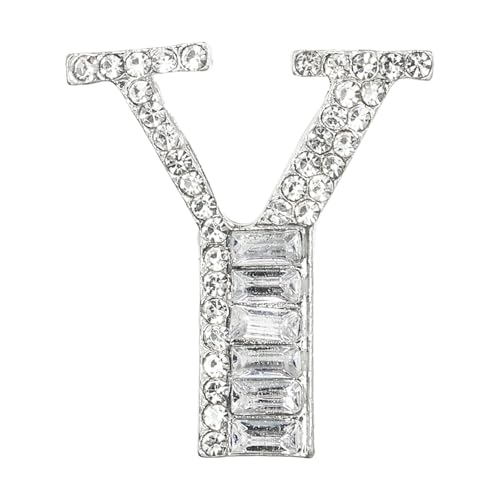 PATIKIL Buchstaben Broschen Anstecknadeln Buchstabe Y Initiale Strass Brosche Metall Broschen Anstecknadeln Für Damen Herren Anstecknadel Geschenke Schmuck Silber von PATIKIL