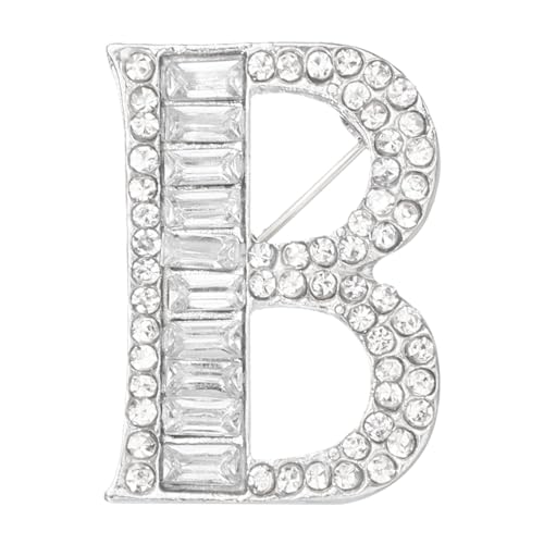 PATIKIL Buchstaben Broschen Anstecknadeln Initialbuchstabe B Strass Broschen Metall Kristall Alphabet A-Z Brustnadel Reversnadel Für Damen Schmuck Geschenk Anzug Kleidung Silberfarben von PATIKIL