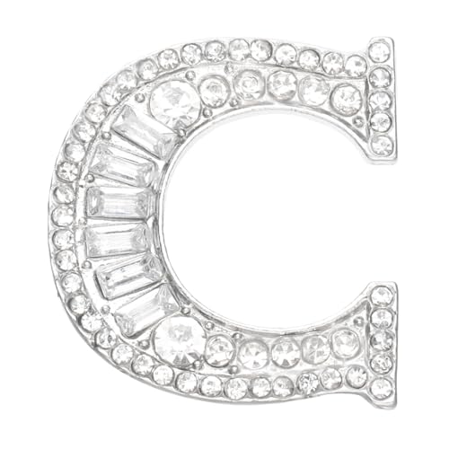 PATIKIL Buchstaben Broschen Anstecknadeln Initialbuchstabe C Strass Broschen Metall Kristall Alphabet A-Z Brustnadel Reversnadel Für Damen Schmuck Geschenk Anzug Kleidung Silberfarben von PATIKIL