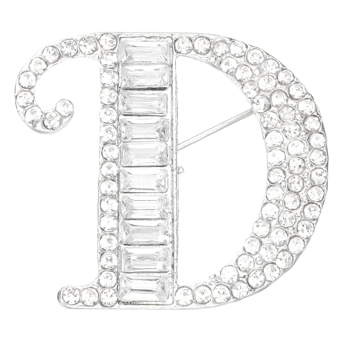 PATIKIL Buchstaben Broschen Anstecknadeln Initialbuchstabe D Strass Broschen Metall Kristall Alphabet A-Z Brustnadel Reversnadel Für Schmuck Geschenk Anzug Kleidung Hut Kleid Silberfarben von PATIKIL