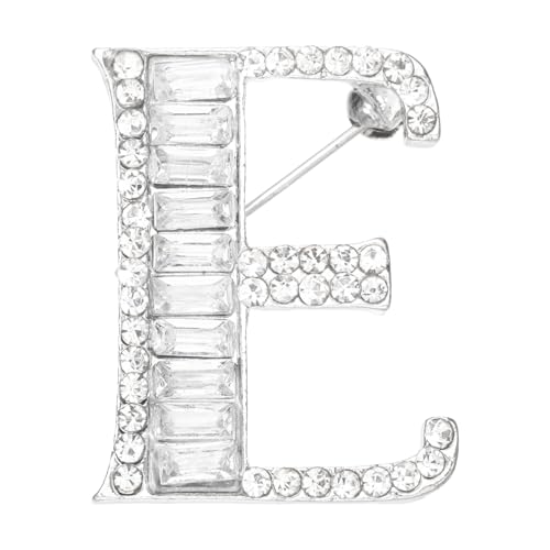 PATIKIL Buchstaben Broschen Anstecknadeln Initialbuchstabe E Strass Brosche Metall Kristall Alphabet A-Z Anstecknadel Reversnadel Für Schmuck Geschenk Anzug Kleidung Silberfarben von PATIKIL